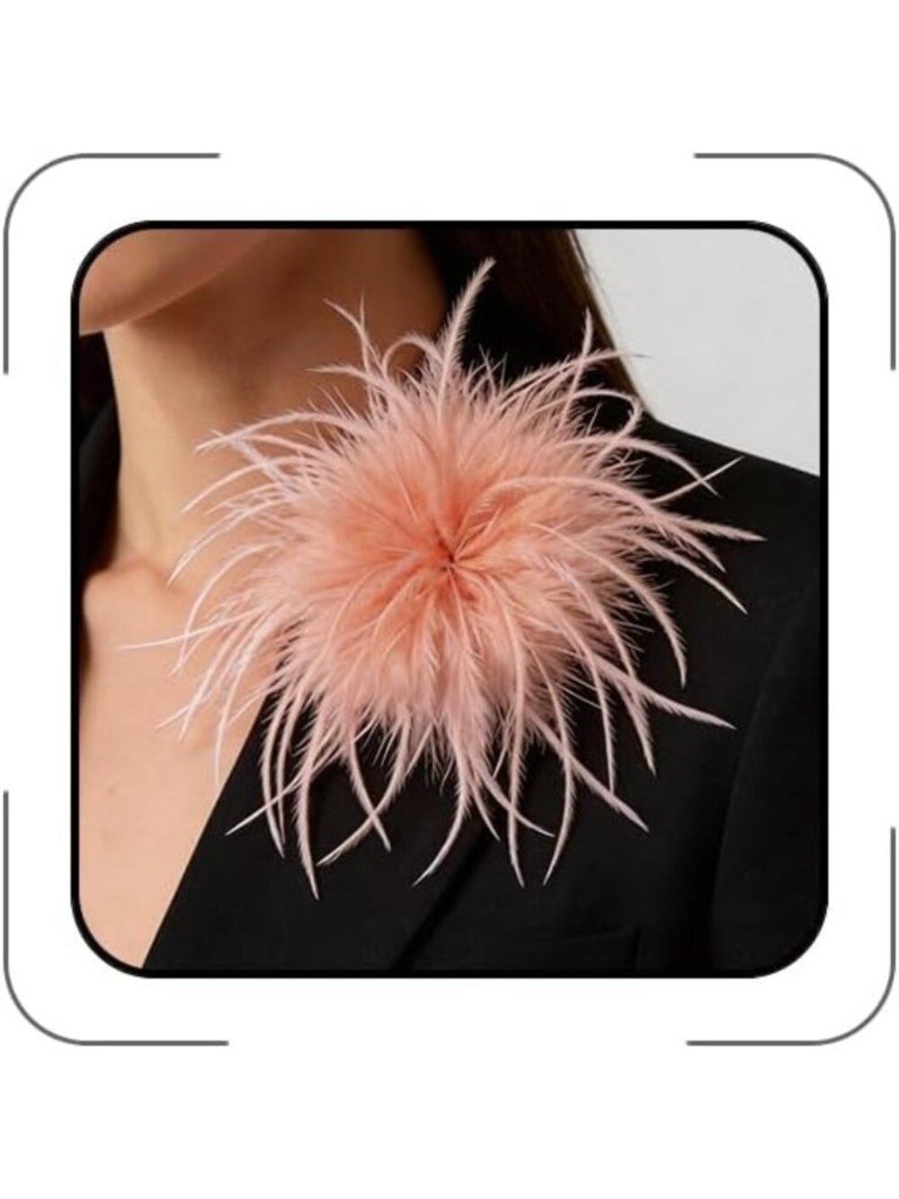 Elegant Dainty Flower Brooch Pin with Large Ostrich Feathers for Weddings